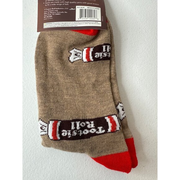 Tootsie Roll Candy Crew Socks Men’s Brown Red Fun Novelty Graphic Gift One Size - Picture 5 of 6